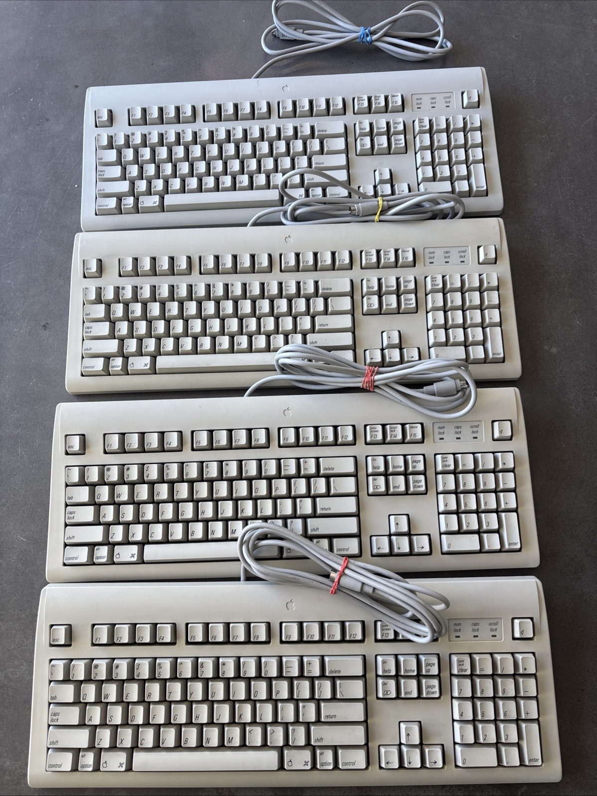 Four Apple Design Keyboards ADB For Power Macintosh - M2980 - Tested Lot