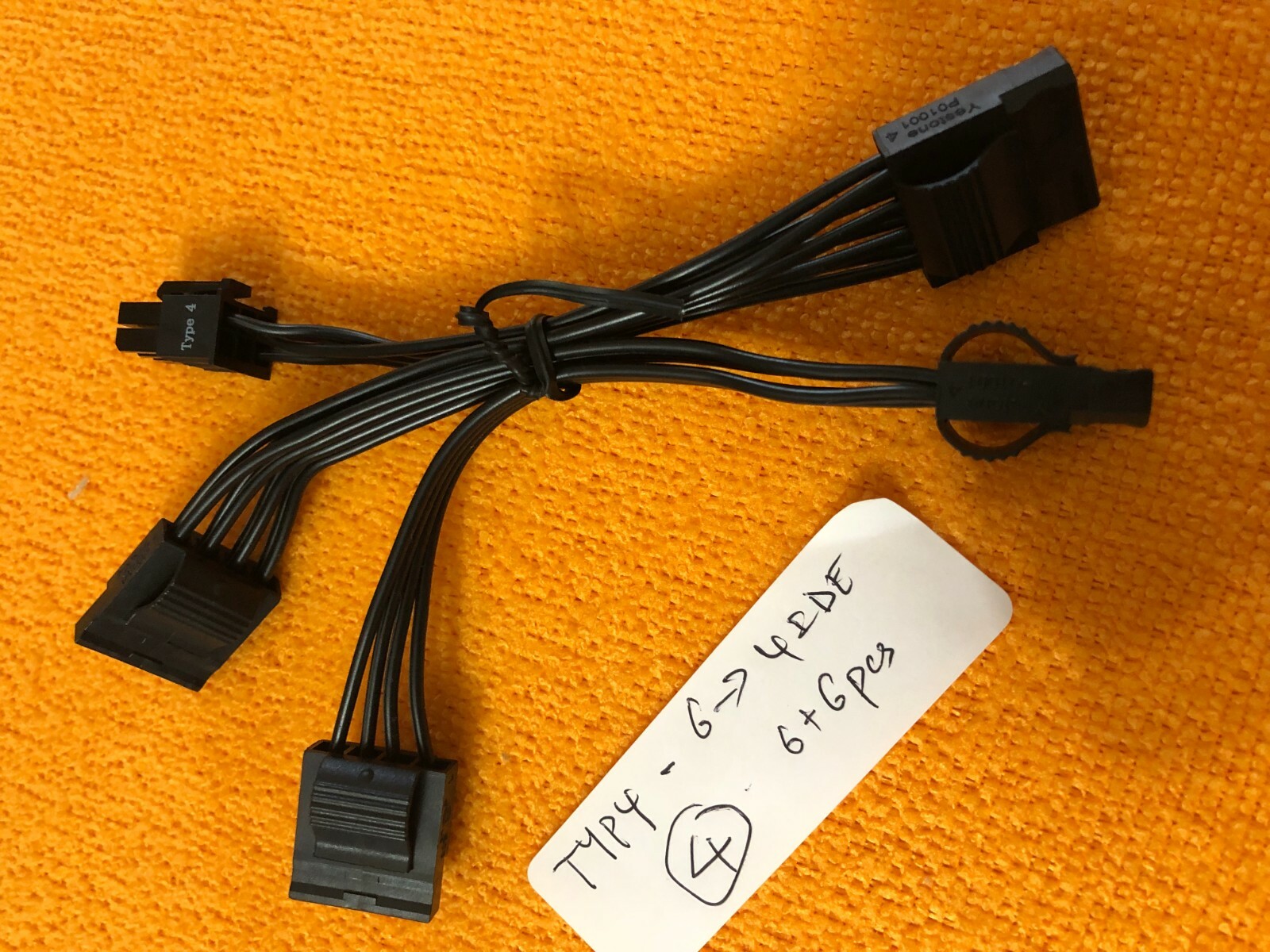 Corsair 6 Pin to 4 Pin four Plug Molex Type 4 Modular Power Supply  Cable  18" 
