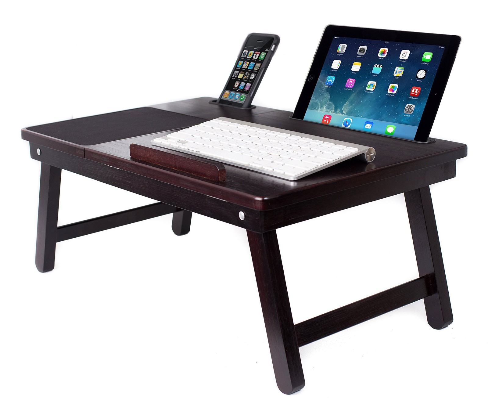 Multi Tasking Laptop Bed Tray | Supports Laptops Up to 18 Inches | Walnut (Le...