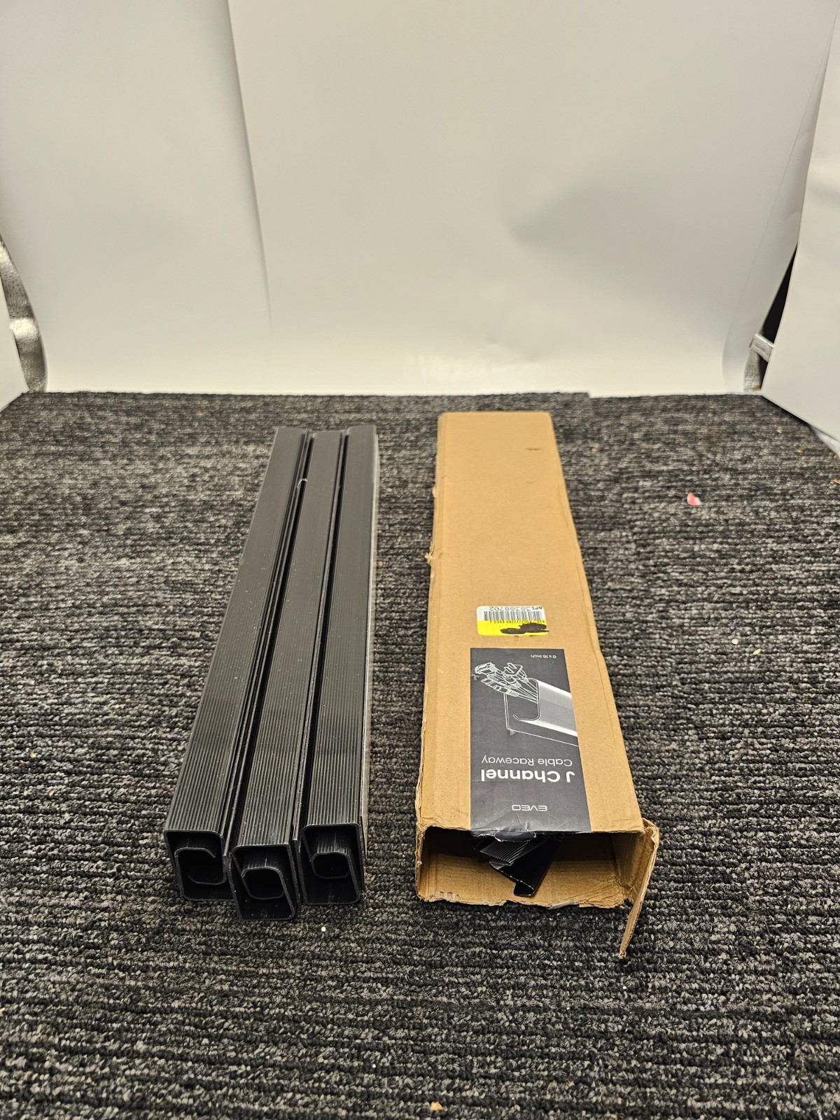 (QTY 6) EVEO Cable Management J Channel 16” Cord Cover Cable Raceway Black