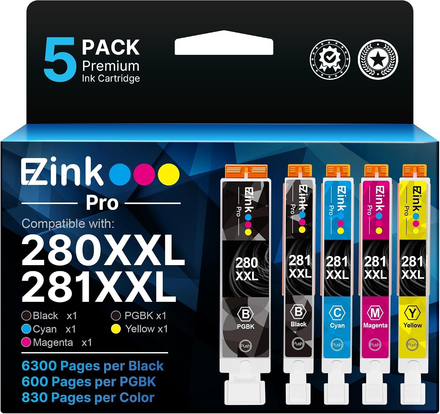 5pack E-Z Ink Pro PGI280XXL CLI281XXL Compatible for Canon Tr8620a Ink Cartridge