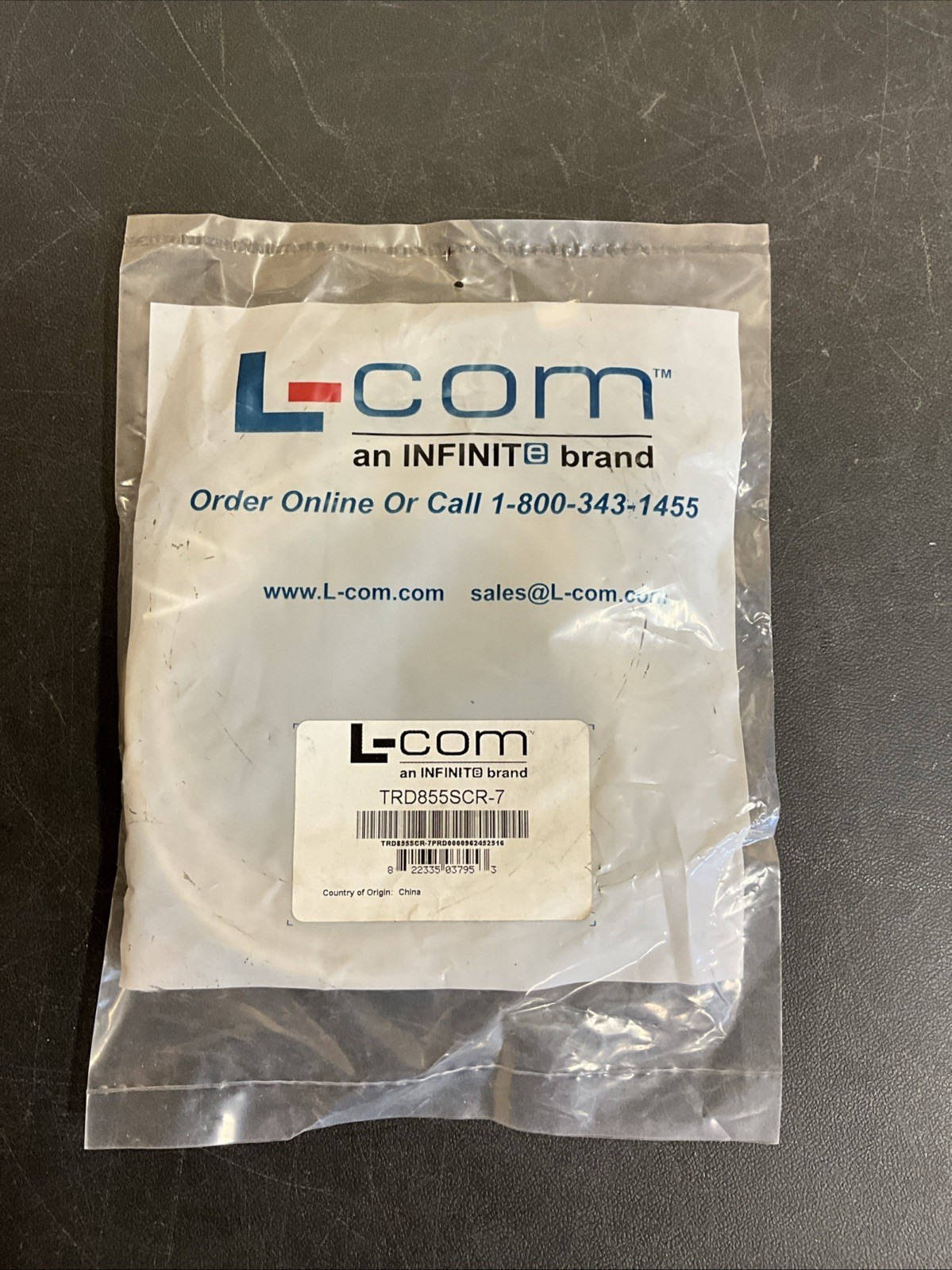 L-com TRD855SCR-7 Shielded Cat5e Ethernet Patch Cable 7ft Gray