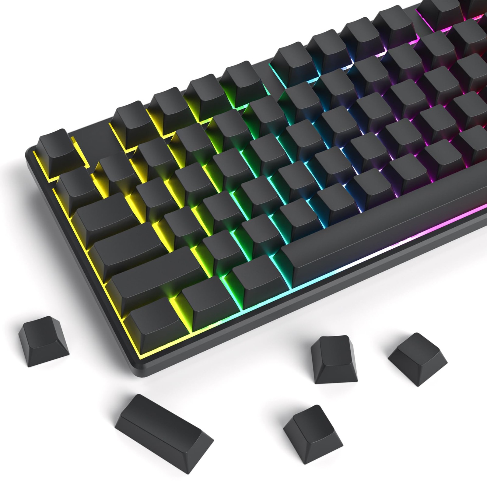 Black Grey Blank Keycaps Thick PBT Cherry Profile, 129 Keys Minimalist Dolch ...
