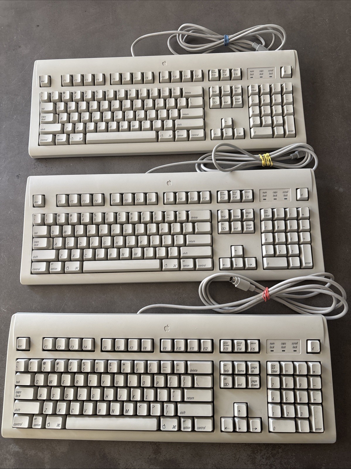 Three Apple Design Keyboards ADB For Power Macintosh - M2980 - Tested Lot