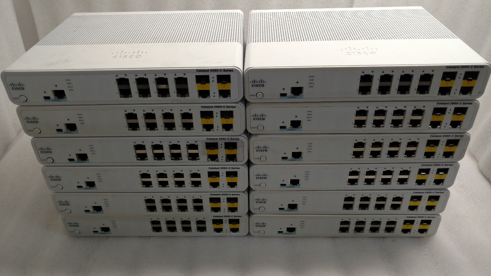 Lot of 12 Cisco Catalyst 2960-C Series WS-C2960C-8TC-L Switch