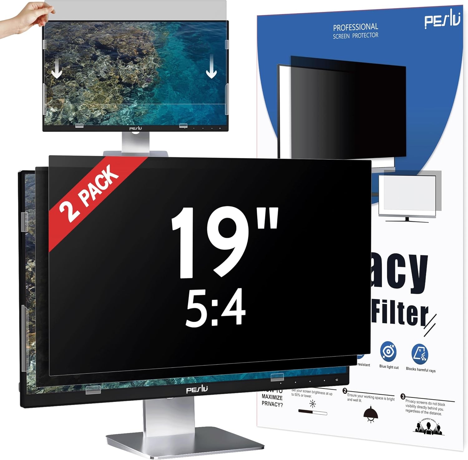 Peslv [2-Pack] 19 Inch Privacy Screen for Computer M onitor 5:4 Aspect Ratio,
