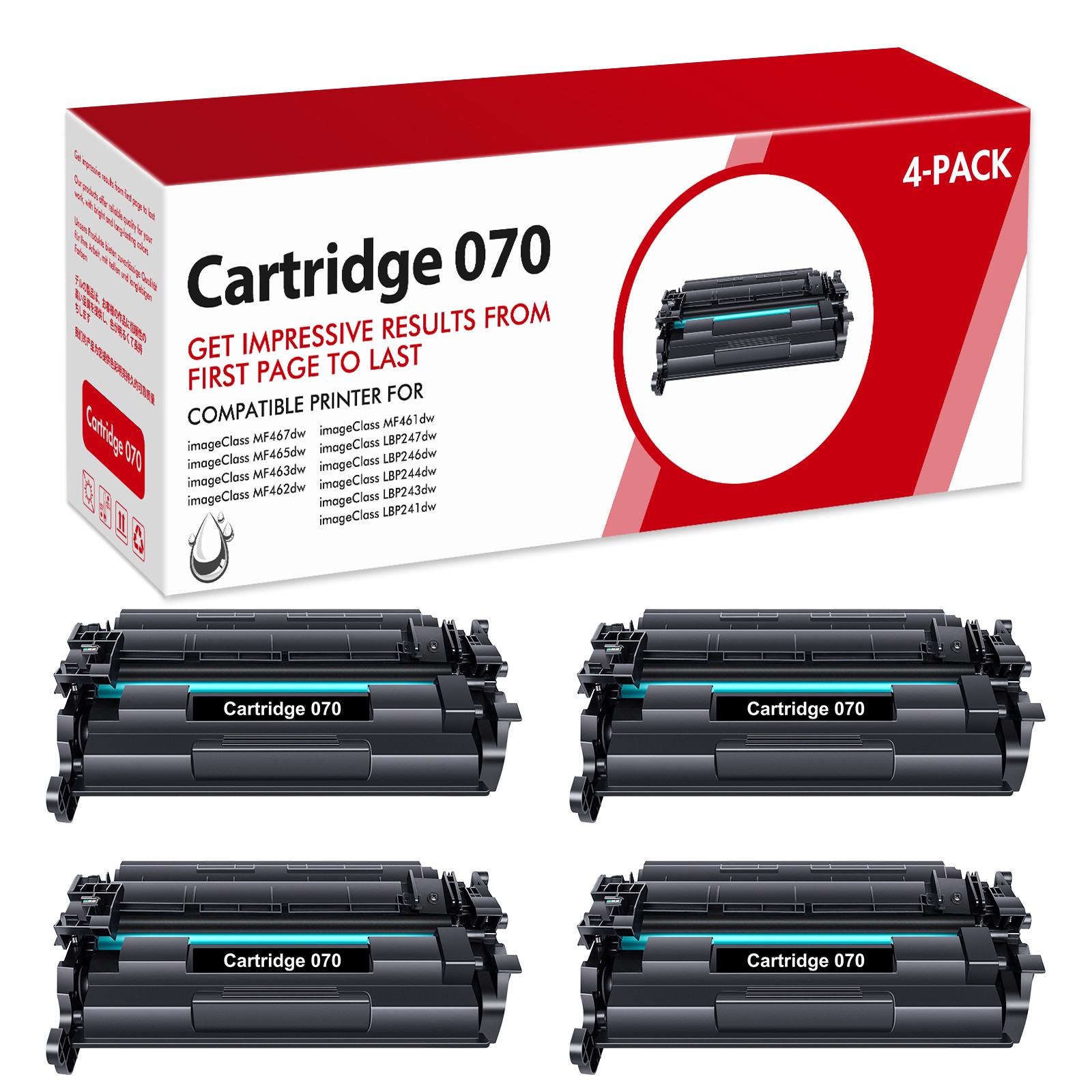4Pack 070H Toner Cartridge for Canon imageCLASS MF465dw LBP247dw MF467dw MF461dw