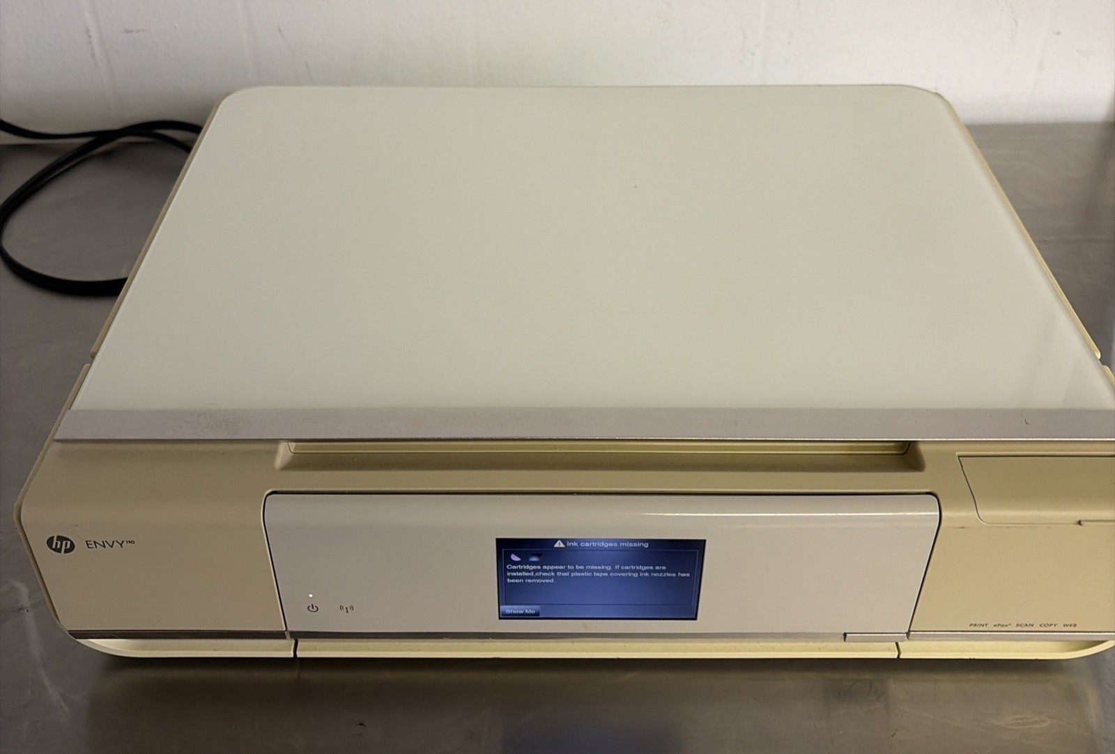 HP Envy 110 E-All-in-One Printer D411 Needs Work For Parts/Repair No Ink