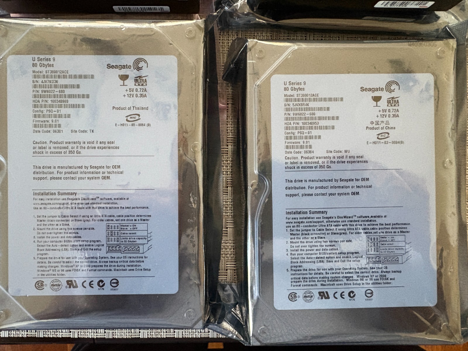 2 Lot Seagate ST380012ACE 80GB U Series IDE PATA PC Desktop Hard Drives HDD 3.5"