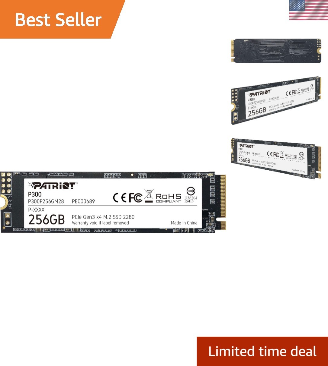 Patriot P300 256GB NVMe PCIe SSD Replacement for Desktop Laptops