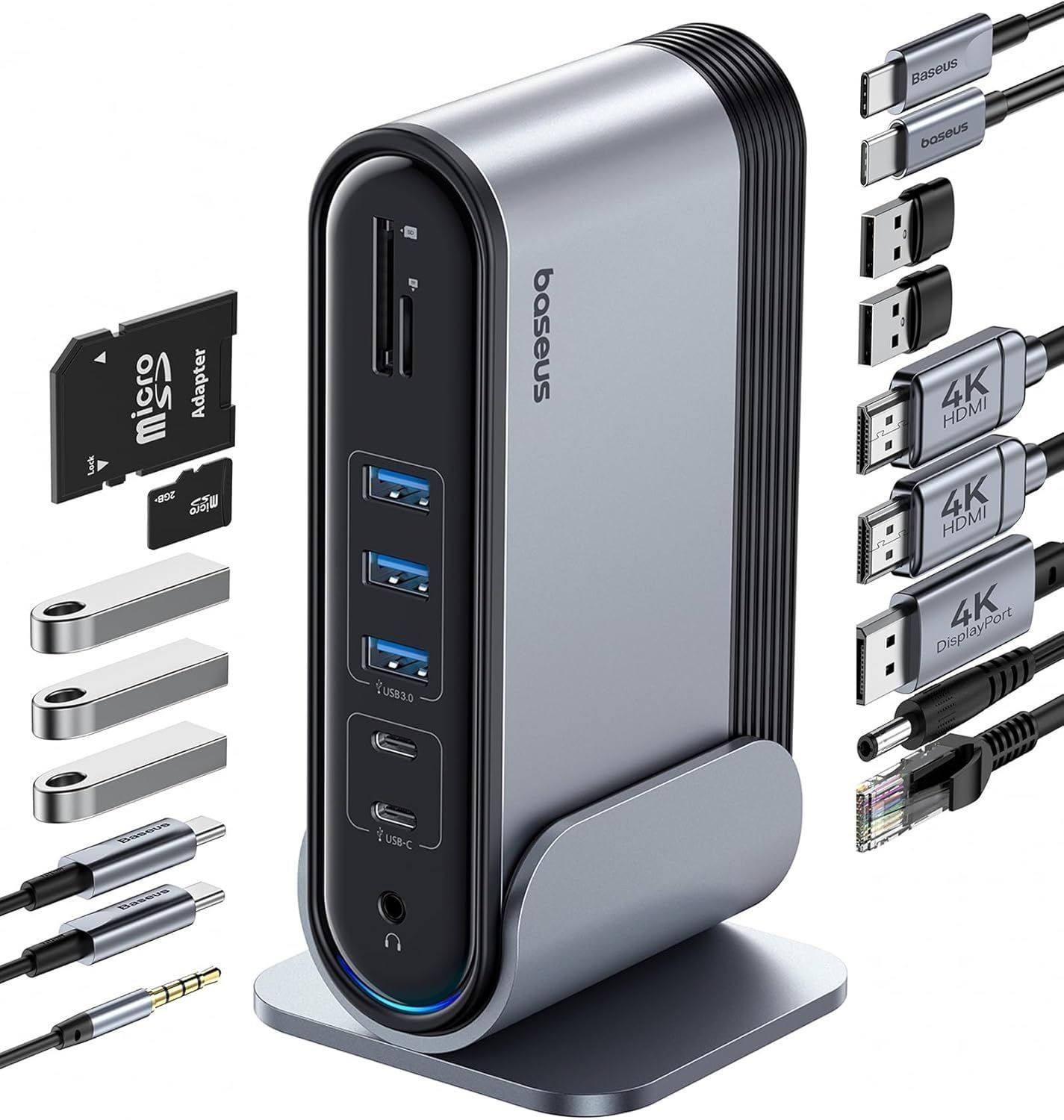 Baseus 17-in-1 USB-C Docking Station Triple 4K HDMI DP 100W PD Gigabit Ethernet