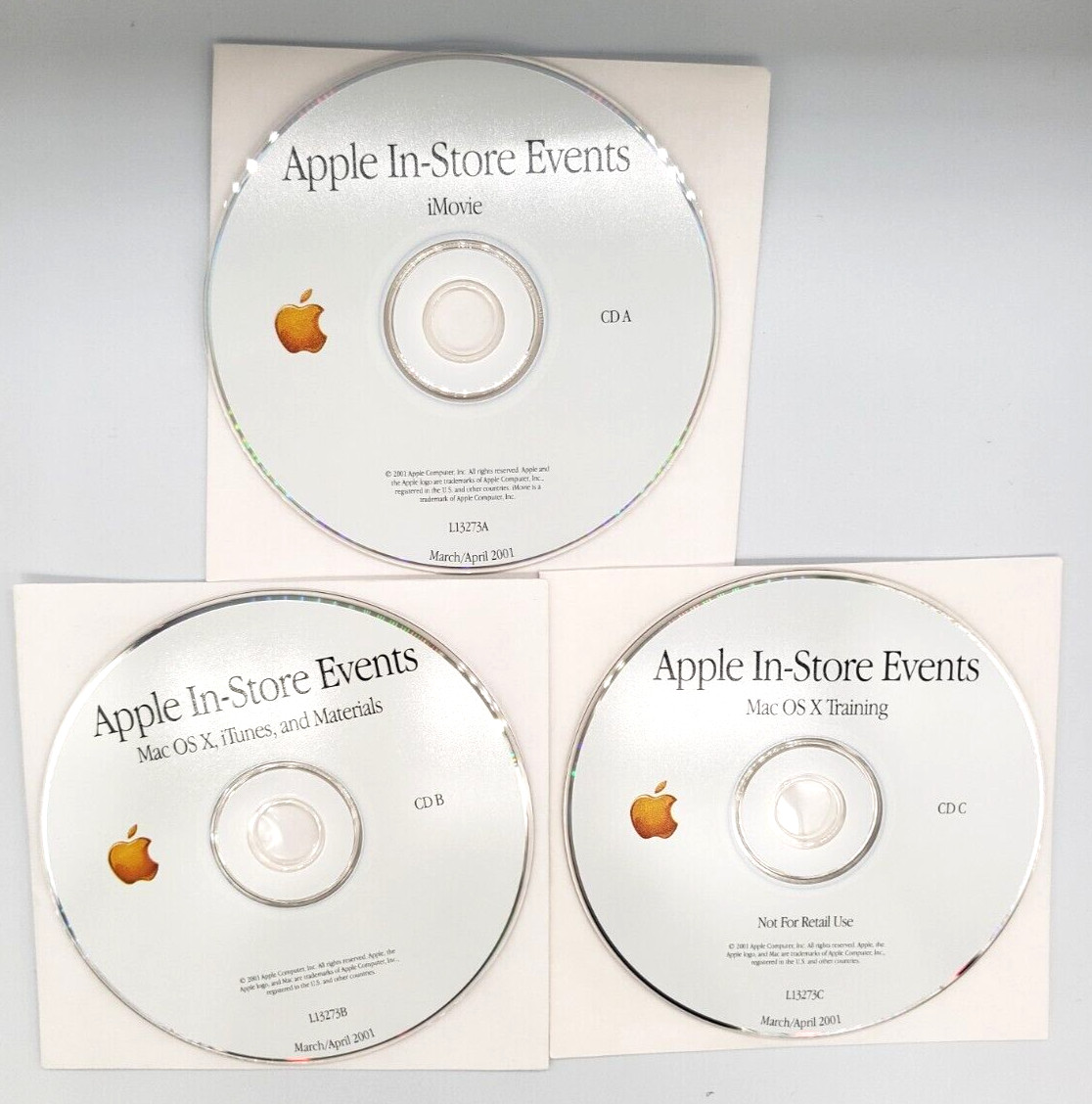 2001 Apple Computer In-Store Events 3 CD Demo Set iTunes iMovie OS X