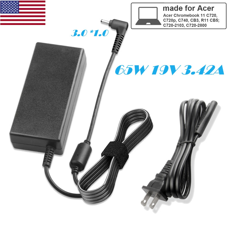 For Acer Swift 3 SF314-51 Laptop 65W AC Adapter Charger Power Supply 3.0*1.0mm