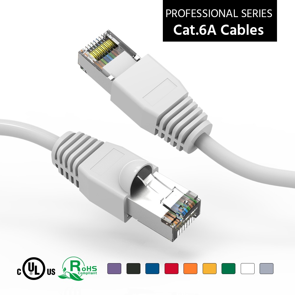 5 Pack of 5Ft CAT6A Shielded (SSTP) Ethernet Network Booted Cable White