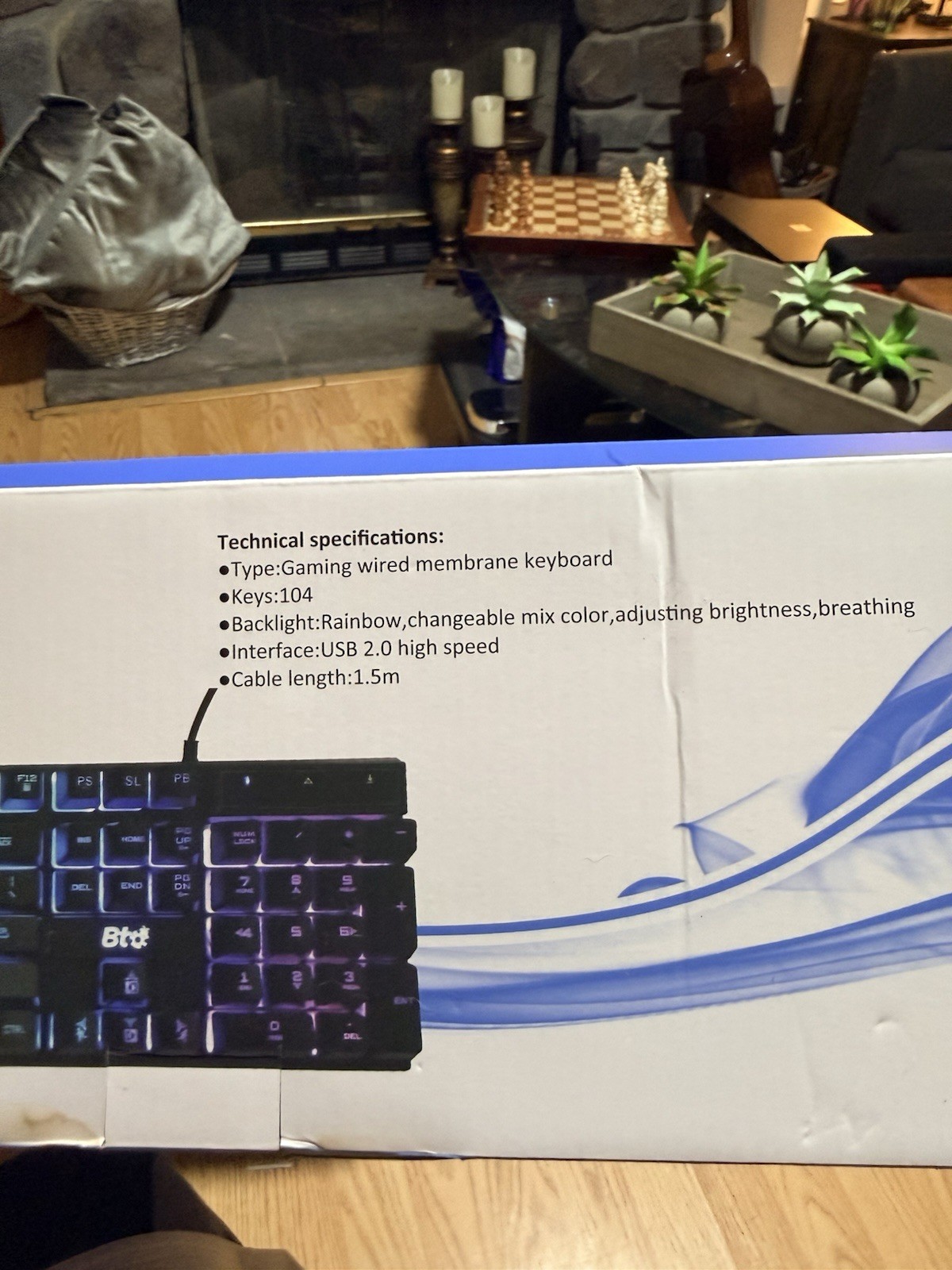 BTC Wired USB 2.0 Gaming Membrane Keyboard 104-Key Illuminated Black