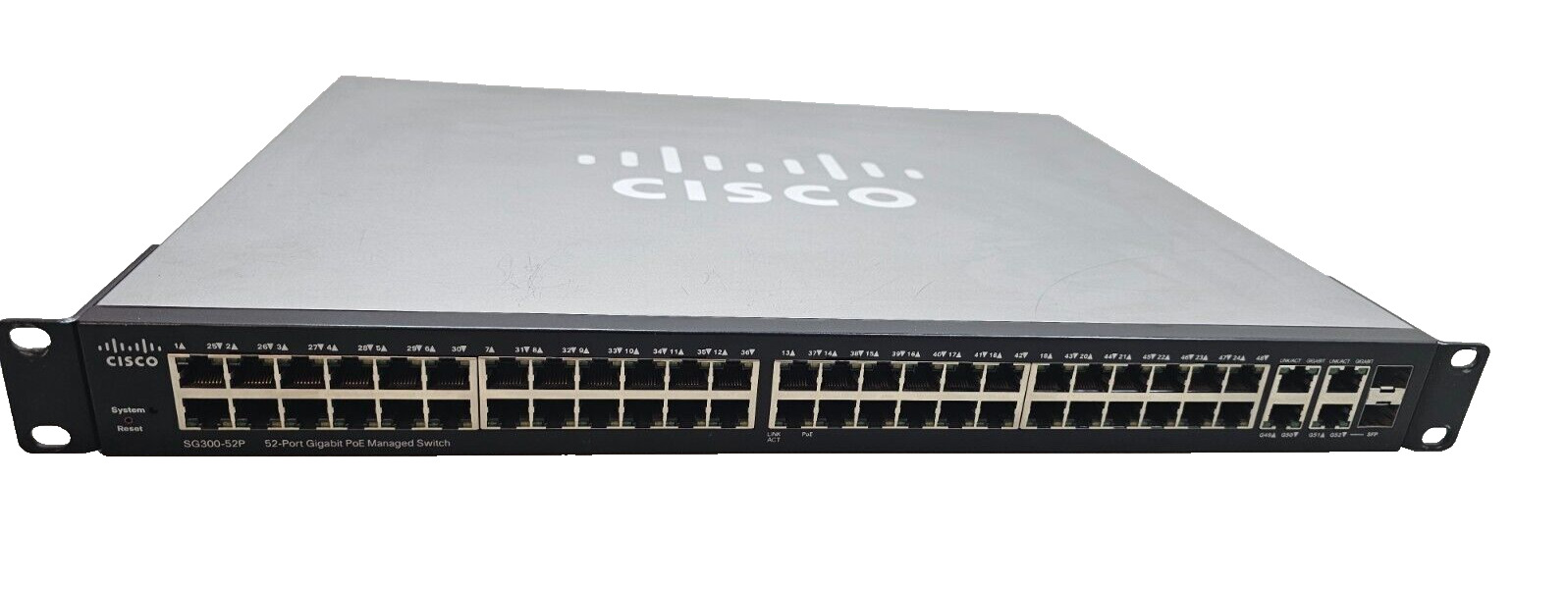 Cisco SG300-52P 52-Port Gigabit 10/100/1000 PoE+ Managed Switch Rackmountable