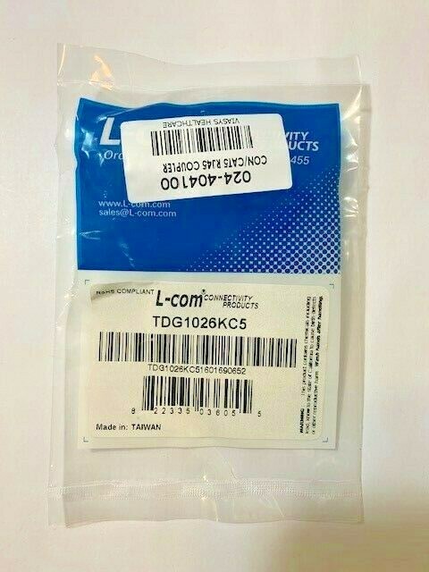 L-Com TDG1026KC5 Unshielded RJ45 CAT5E Keystone Feed-thru. 024-404100 New OEM