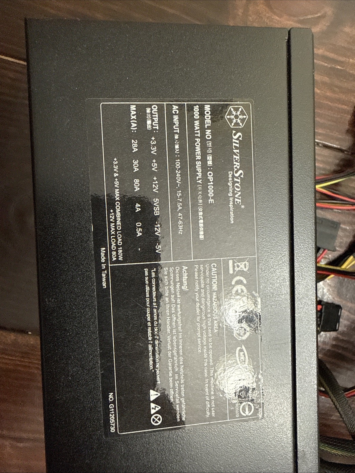 TESTED SilverStone 1000W, ATX, single +12V rails with 83A output OP1000-E RARE