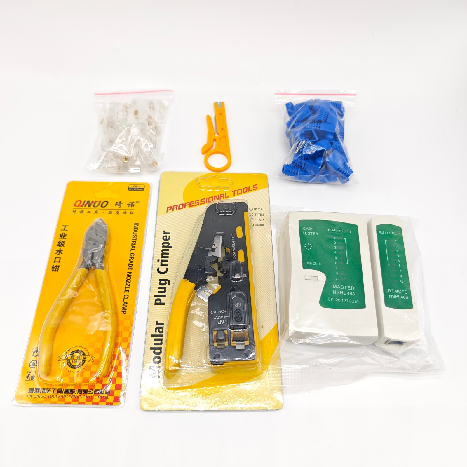 RJ45 Crimping Tool Kit, Ethernet Pass through Crimper, Network Cat5e Cat5 Cat6