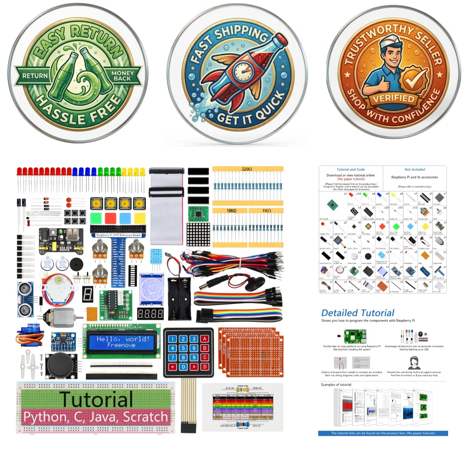 Comprehensive Raspberry Pi 5 & 4 Compatibility Kit with 128 Projects & 4GB RAM