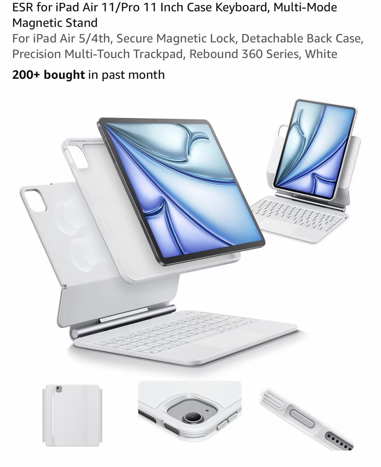 ESR for iPad Air 11/Pro 11 Inch Case Keyboard, Multi-Mode Magnetic Stand