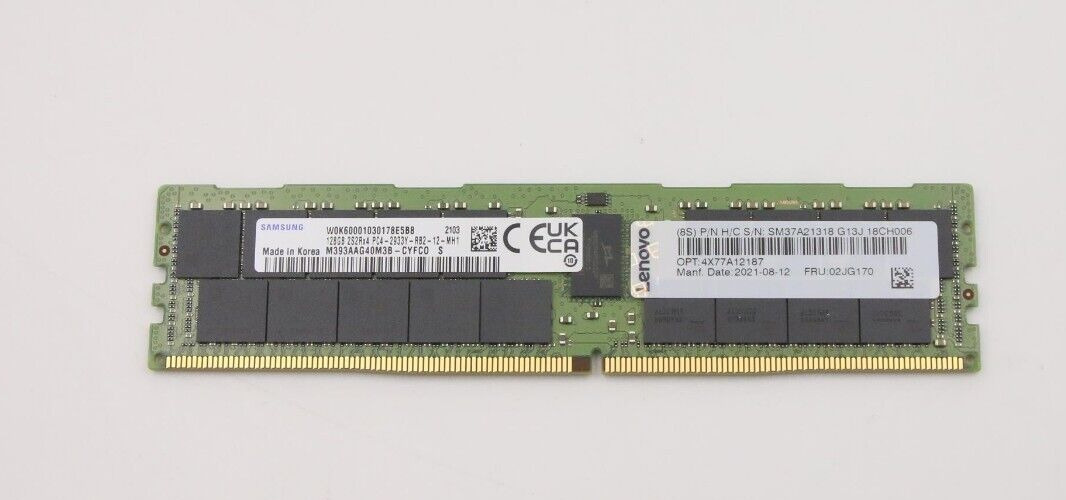 SAMSUNG 128GB PC4-23400-2933Y 2S2Rx4  DDR4 REGISTERED M393AAG40M3B-CYF 02JG170