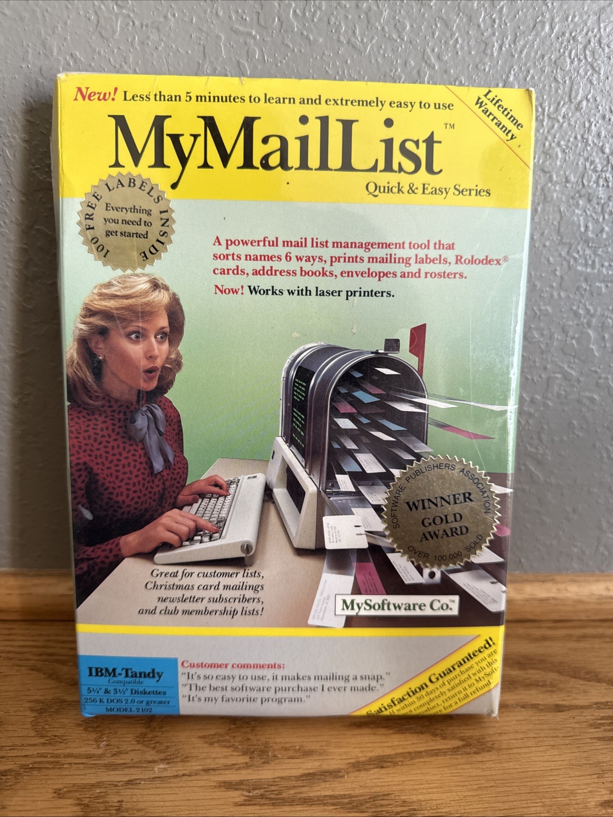 My Mail List Software IBM Tandy 256k DOS Or Greater Model 2102 5.25x3.5 Diskette