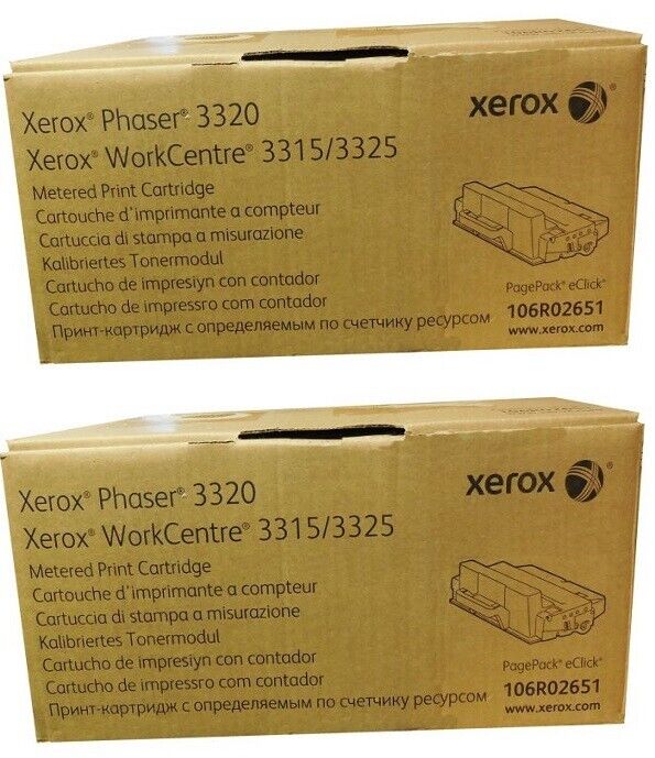 2 Genuine Factory Sealed Toner Cartridges Phaser 3320 WorkCentre 3315 3325