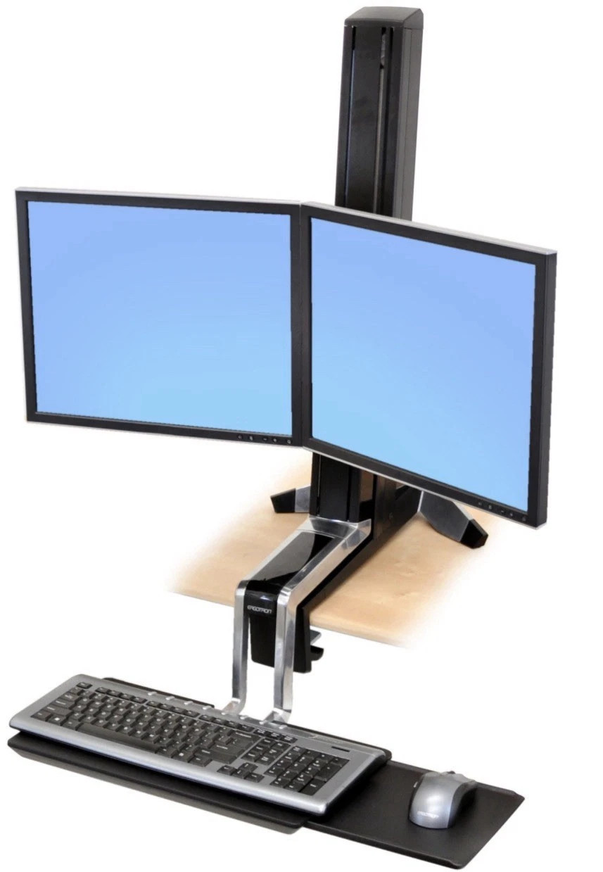 NEW Ergotron WorkFit-S Dual 33-341-200 Dual Sit-Stand Workstation, 