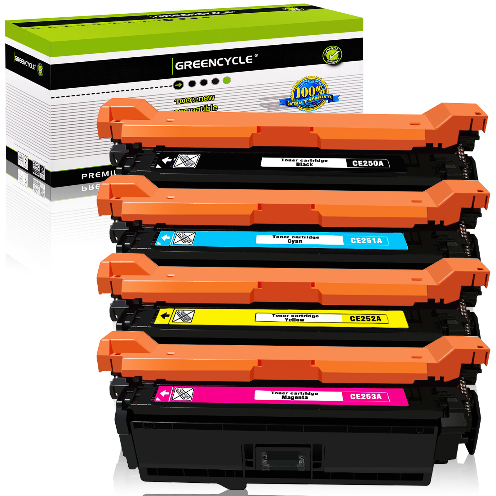 4PK CE250A 251A 252A CE253A Toner Set Fits For HP Color LaserJet CM3530fs CP3525