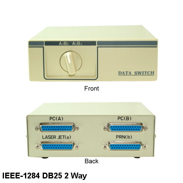 Kentek IEEE1284 DB25 2Way Data Transfer Switch Box Bi-direct Printer Rotary Dail