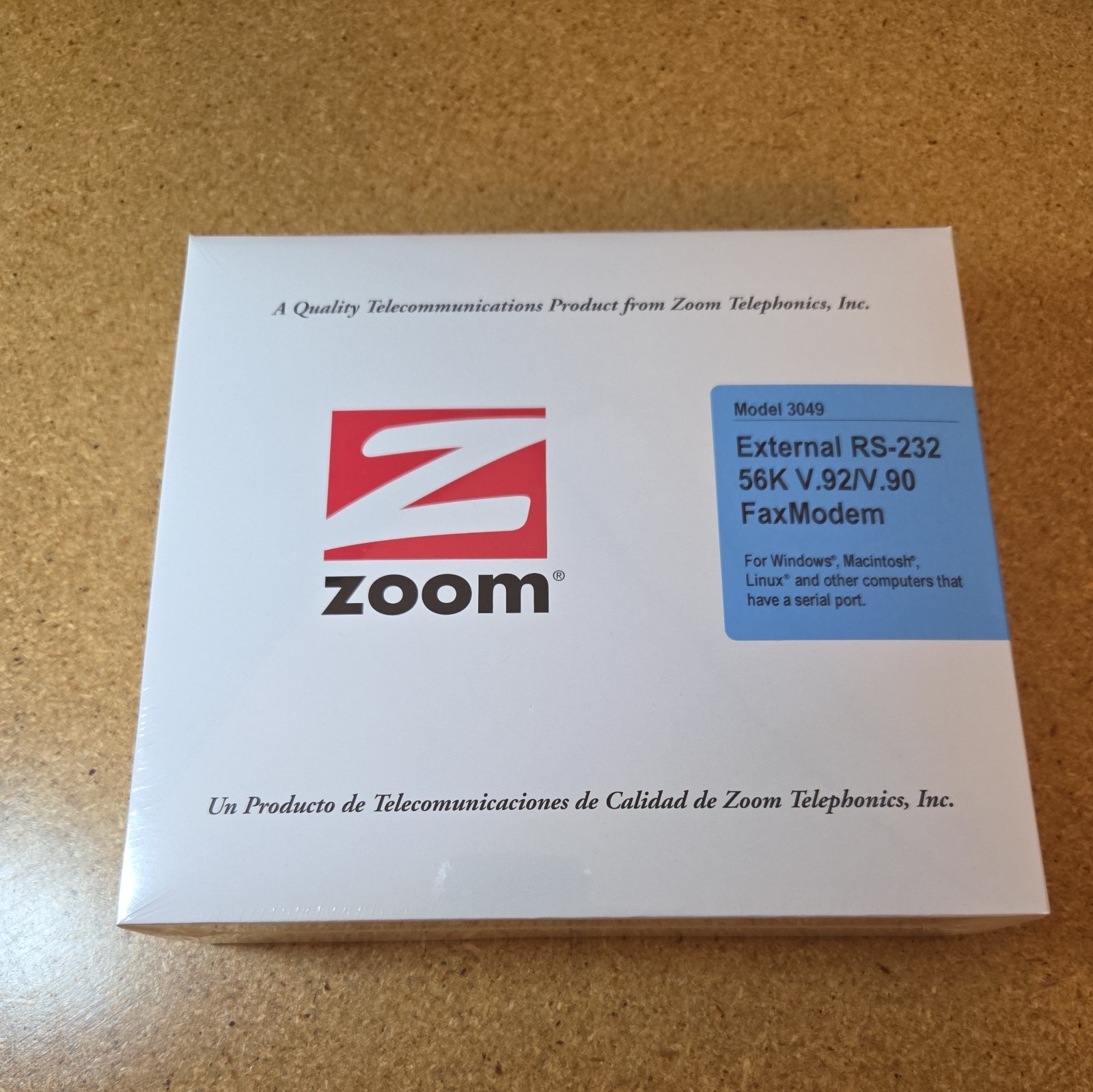 Zoom Model 3049 56K V.90 V.92 External Serial Modem - New/Sealed Box