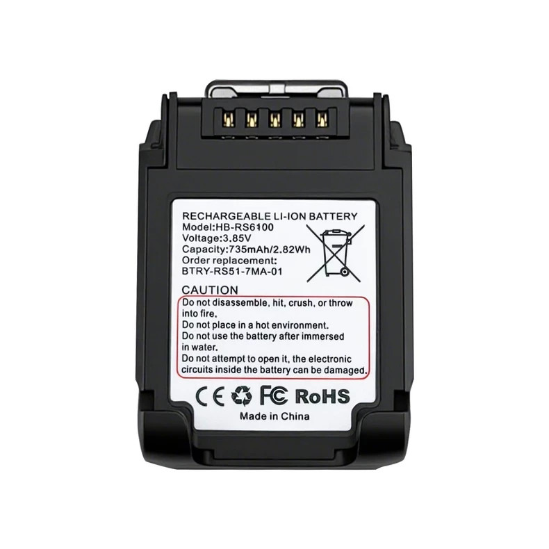 HB‑RS6100 735mAh Replacement Lithium Battery for Zebra RS6100 Ring Scanner