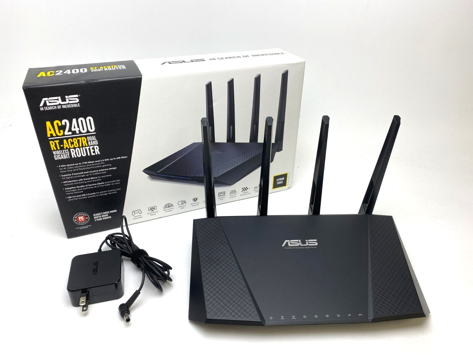 ASUS AC2400 RT-AC87R 4x4 DUAL BAND WIRELESS GIGABIT ROUTER WIFI/GAMING/MIMO/USB3