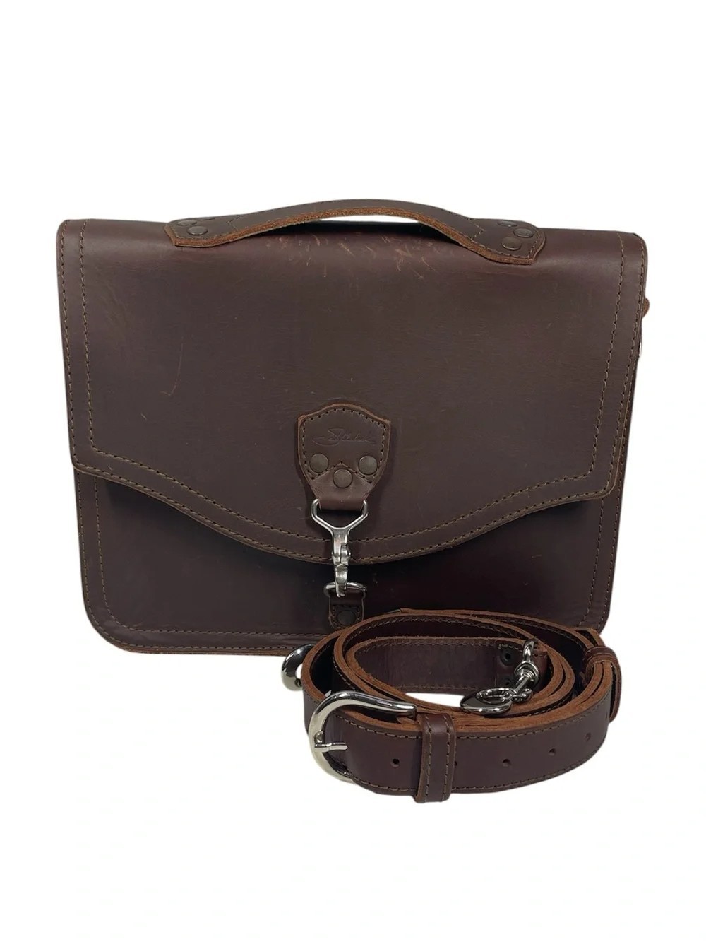 Saddleback Leather 13” Laptop Satchel Bag Messenger Bag Blue Dog Brown Lobster
