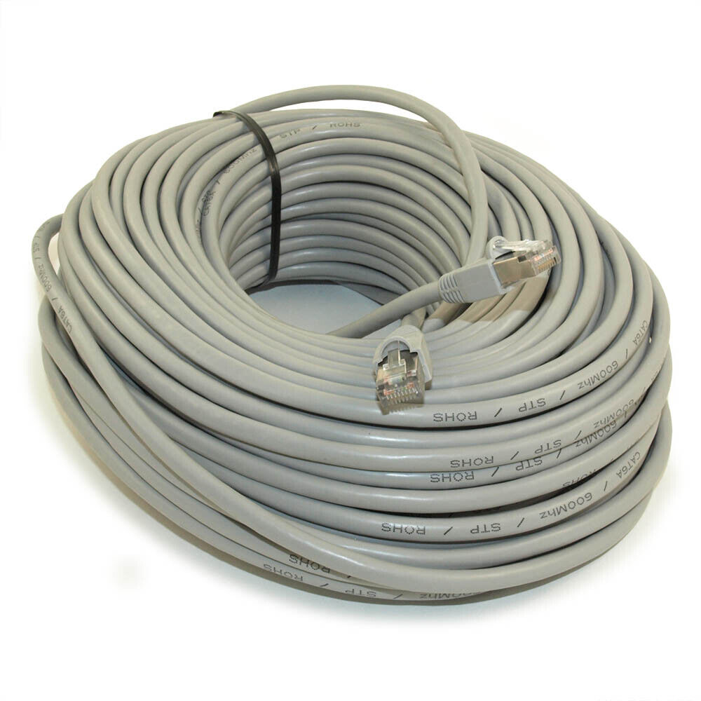 150ft Cat6A SHIELDED Ethernet RJ45 Patch Cable Stranded Snagless Booted GRA
