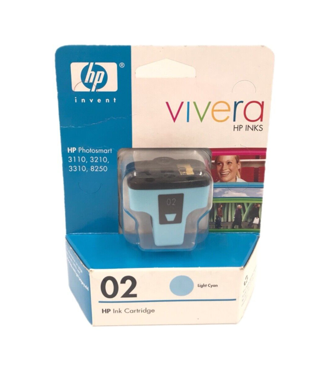 Genuine HP 02 Light Cyan Color Original Ink Printer Cartridge C8774WN Exp. 2008