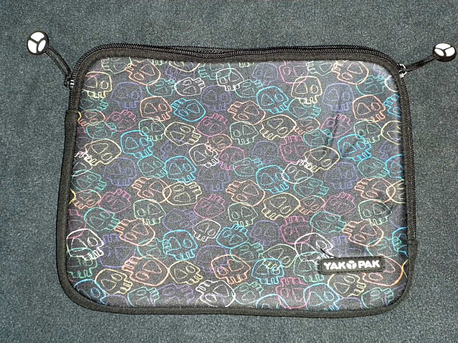 Yak Pak-  Small Computer or Large Tablet Carrier - Rainbow Skulls