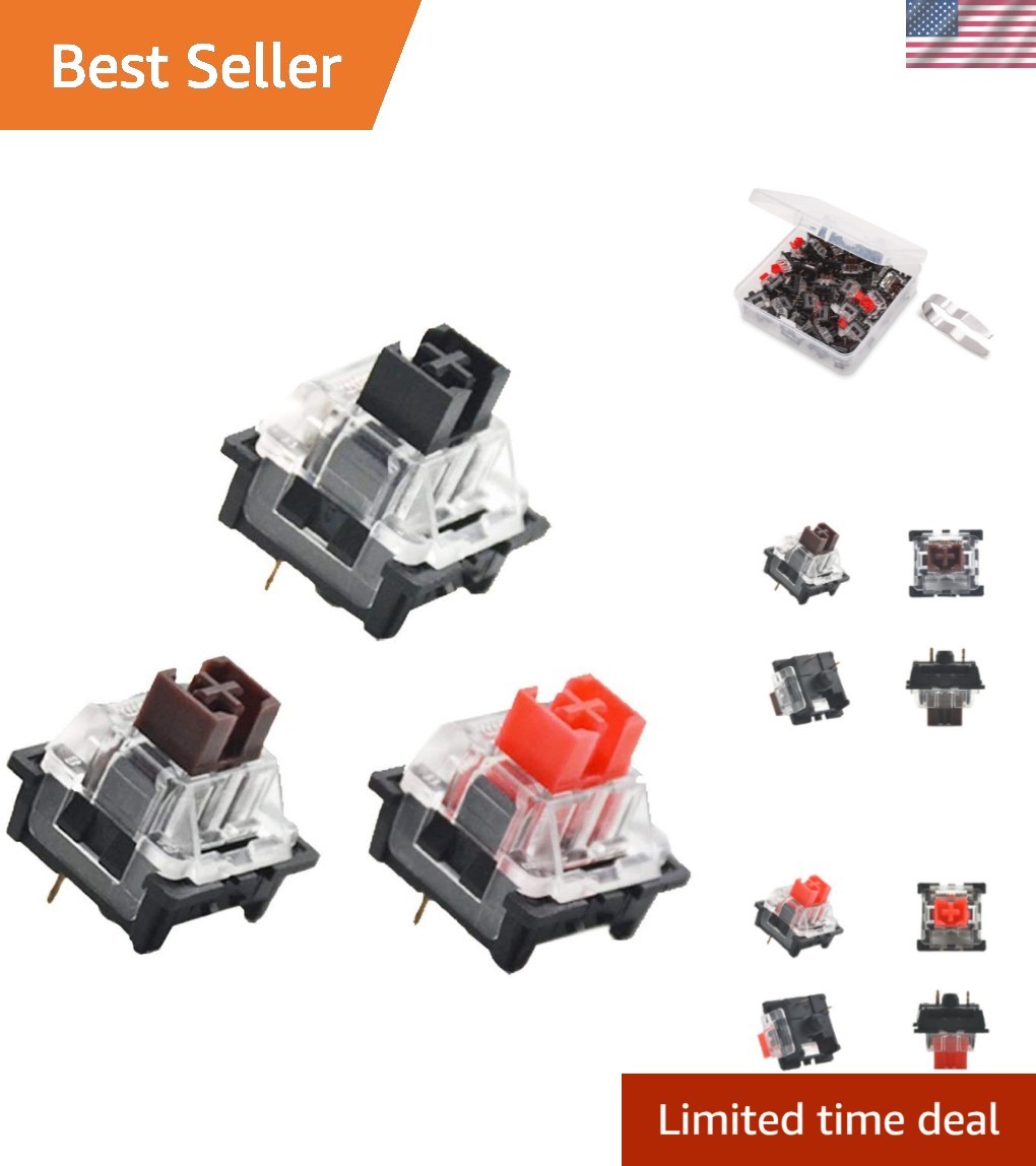 Versatile OUTEMU 30 PCS 3 Pin Mechanical Switches - Black/Red/Brown for Gamers