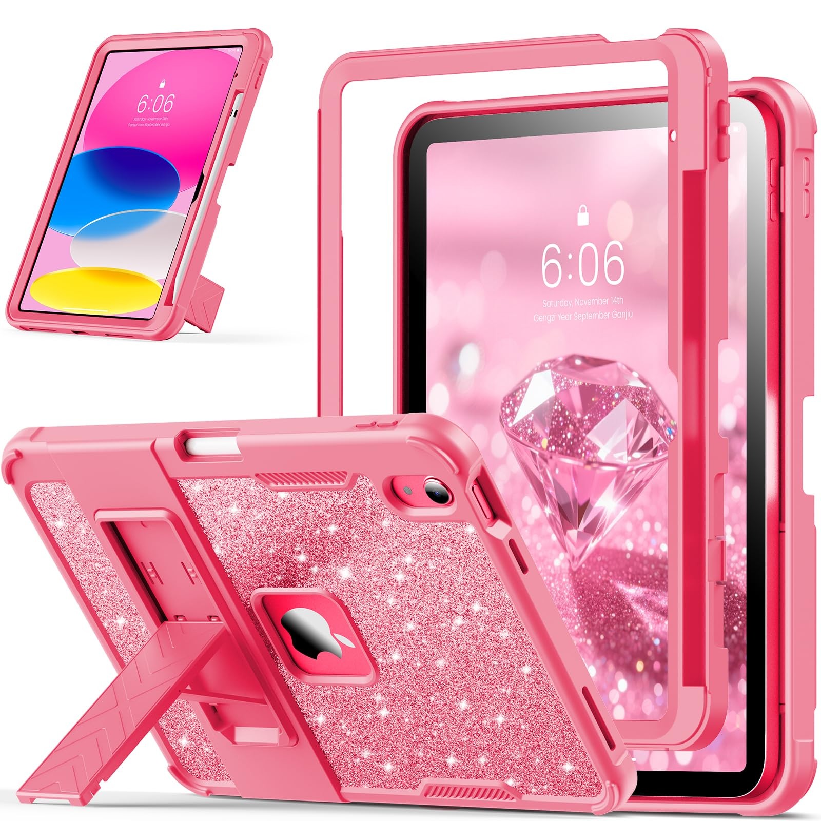 INFILAND Kids Case for iPad A16 11th/10th Generation 11/10.9 Inch Pink