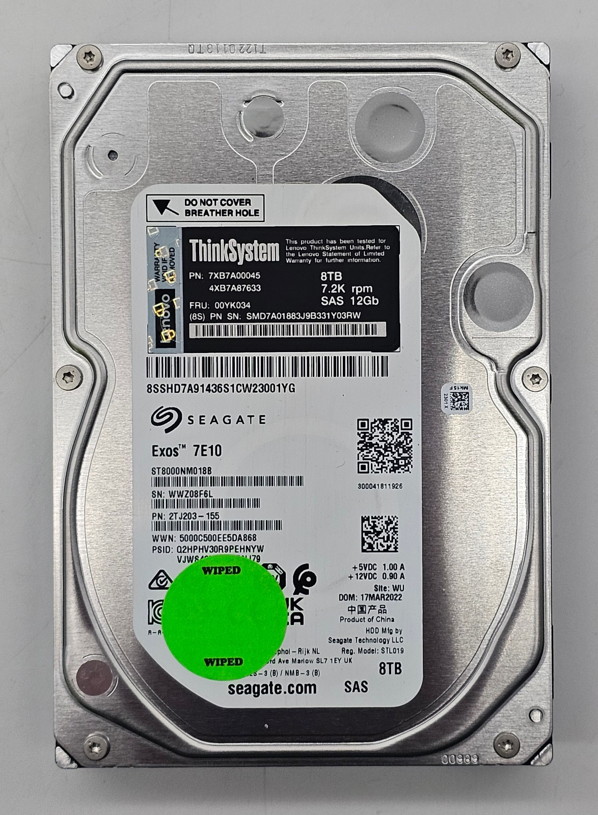 Seagate Exos 7E10 - 8TB HDD - 7200RPM 12Gbps 3.5" SAS Hard Drive - ST8000NM0188
