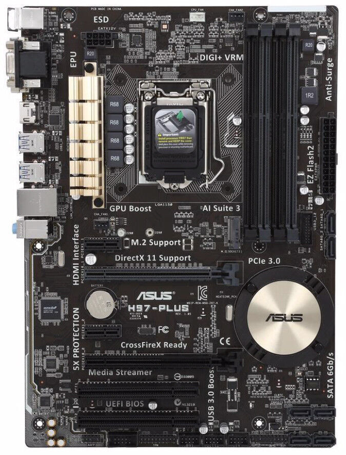 For ASUS H97-PLUS motherboard H97 LGA1150 4*DDR3 32G VGA+DVI+HDMI ATX Tested ok