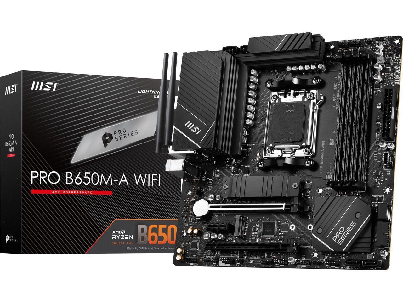 MSI PRO B650M-A WIFI AM5 AMD B650 SATA 6Gb/s DDR5 Micro ATX Motherboard