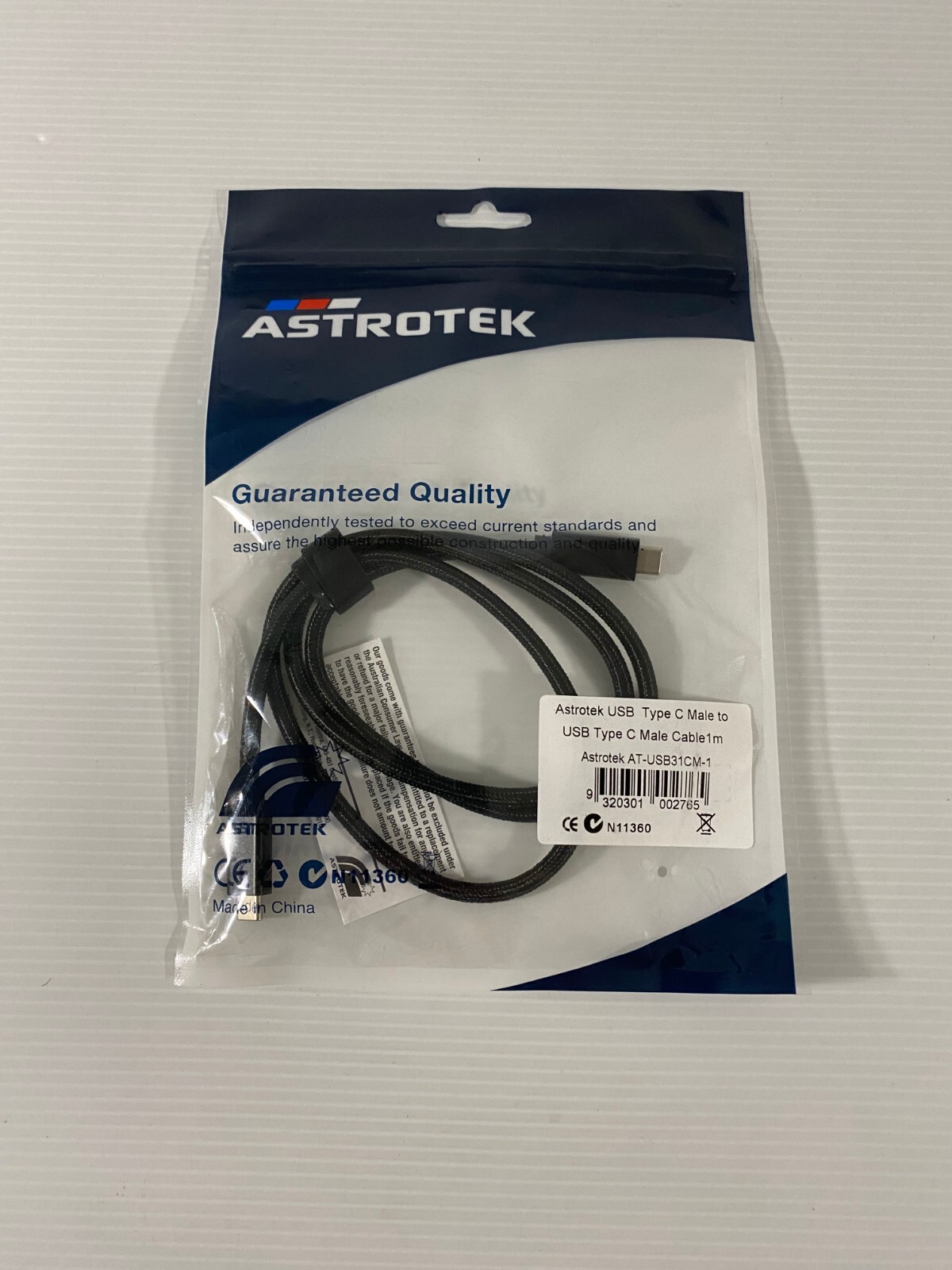 USB-C 3.1 Type-C Cable 1m Male to Male - USB Data Sync Charger Astrotek