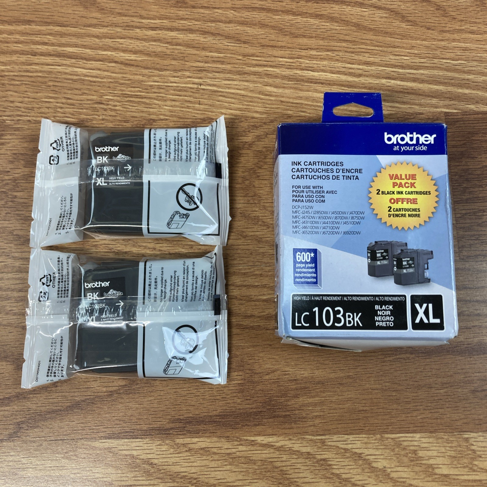 Genuine OEM Brother LC103BK XL Black Ink Cartridges 2-Pack Expires 03/2029