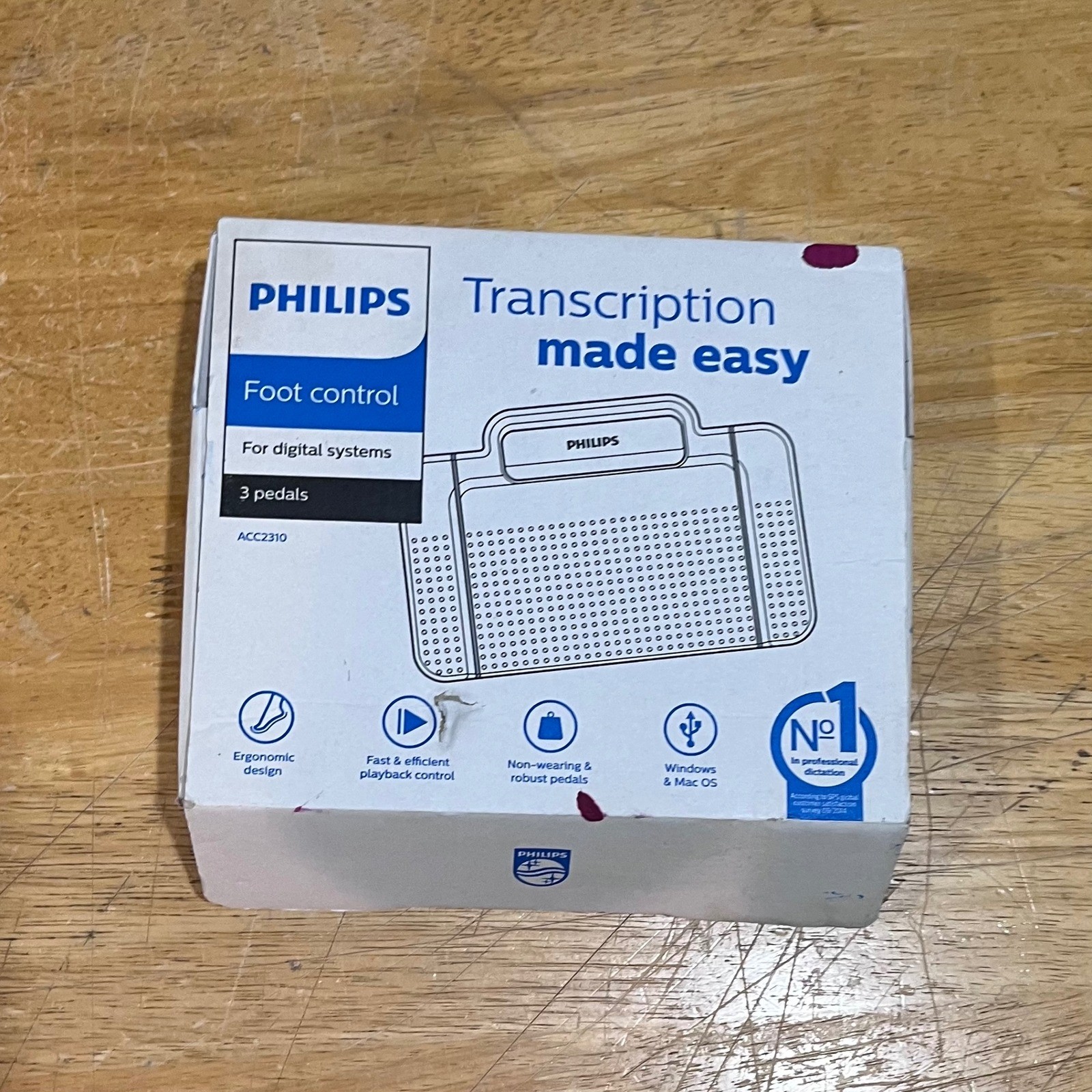 Philips ACC2310 Transcription Foot Control 3 Pedals for Digital Systems USB