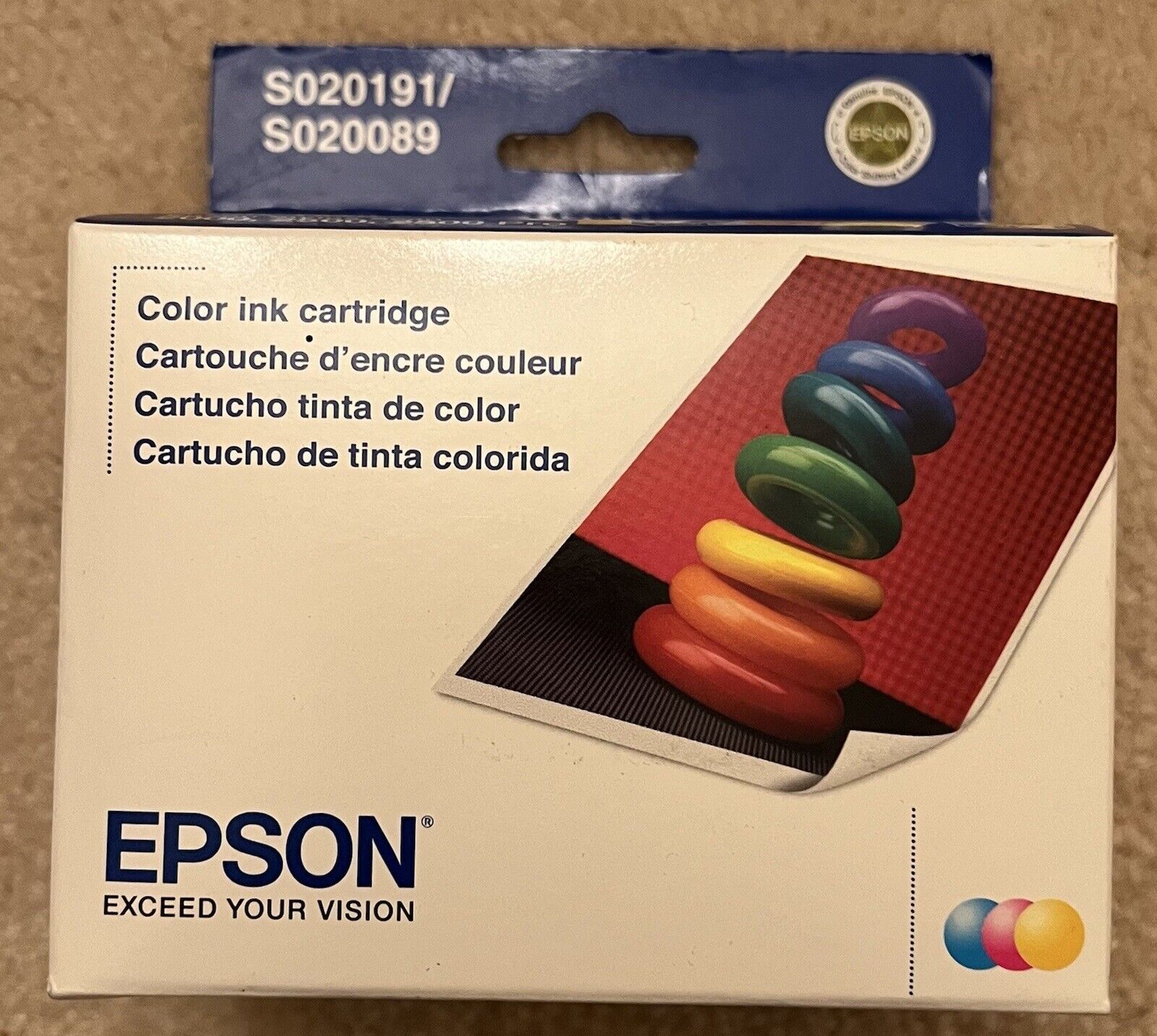 NEW Epson S020191/S020089 Color Ink Cartridge Stylus 400 600 2000 2500 Oct2007