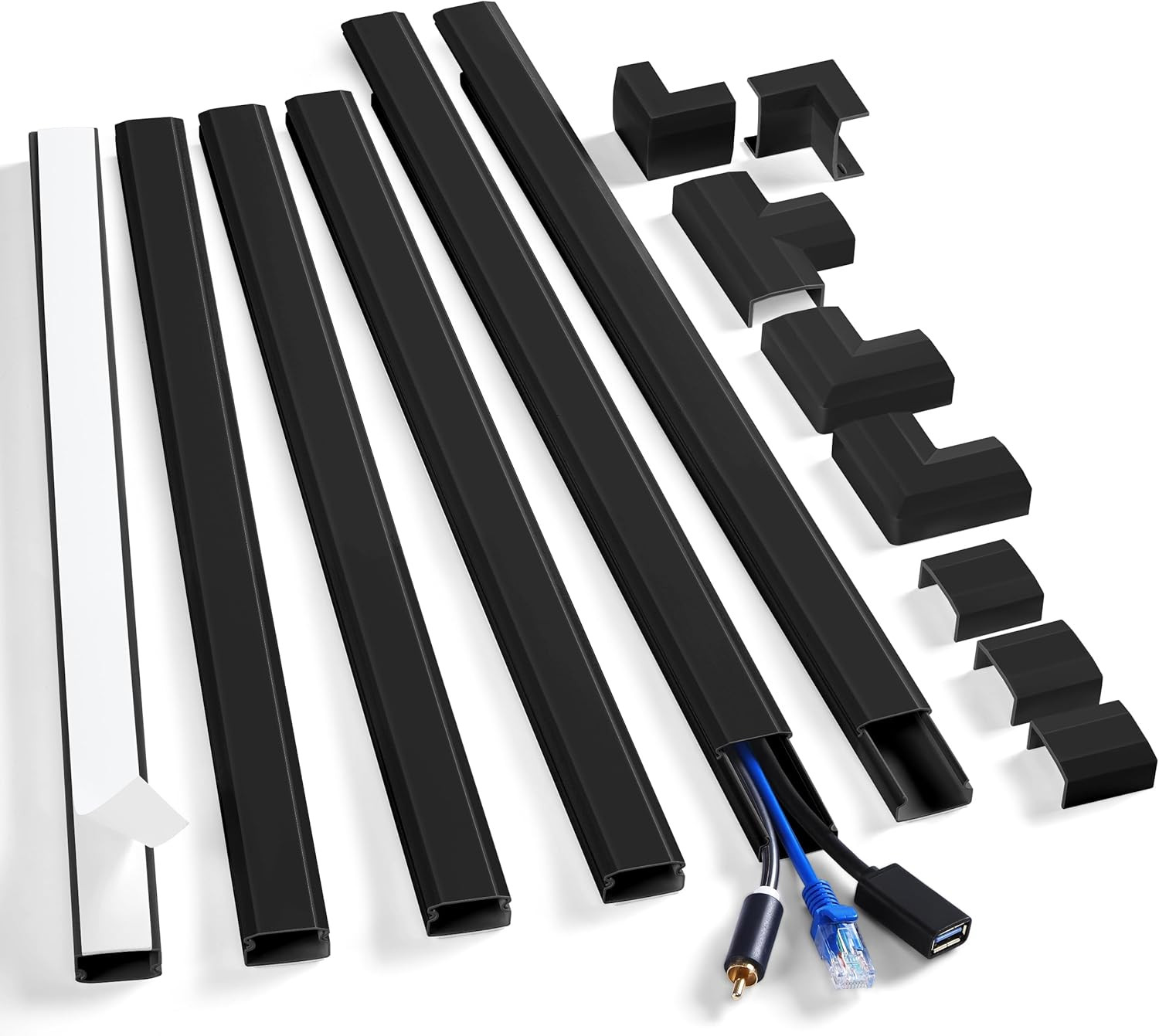 95In Wall Cord Cover Kit with Complete Accessories, Black Cord Hider