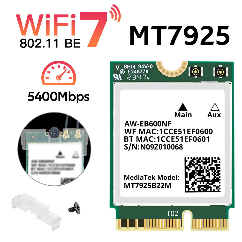 50pcs MT7925 WiFi 7 NGFF M.2 Key E WiFi Network Bluetooth Card Wireless Adapter