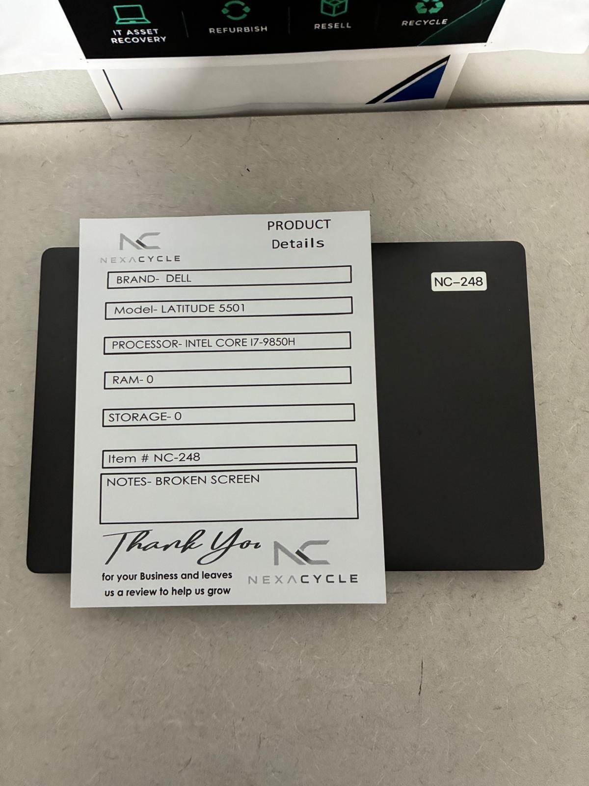 Dell Latitude 5501 Intel Core i7-9850H Read Description